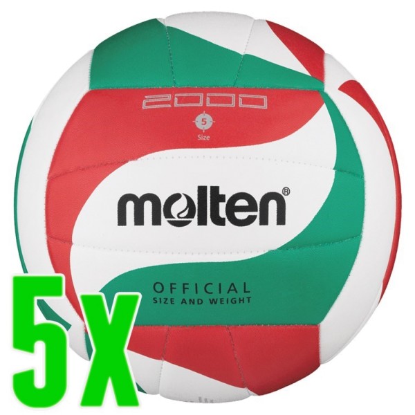 5er Ballpaket Molten Volleyball Top Trainingsball 2000